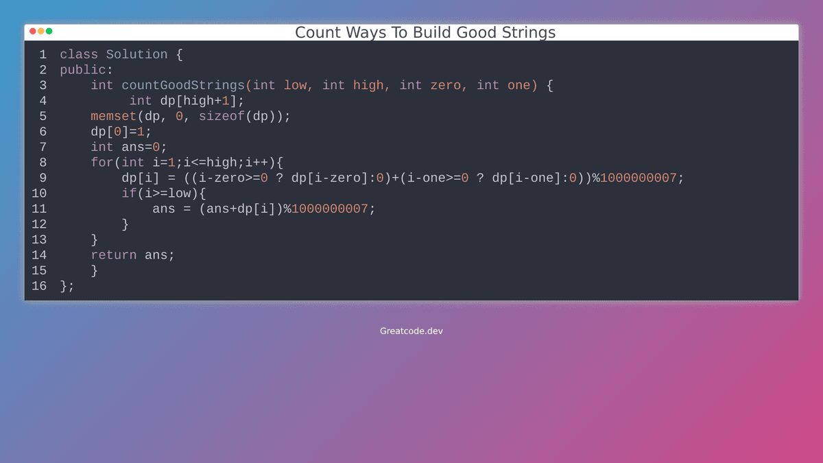 Count Ways To Build Good Strings